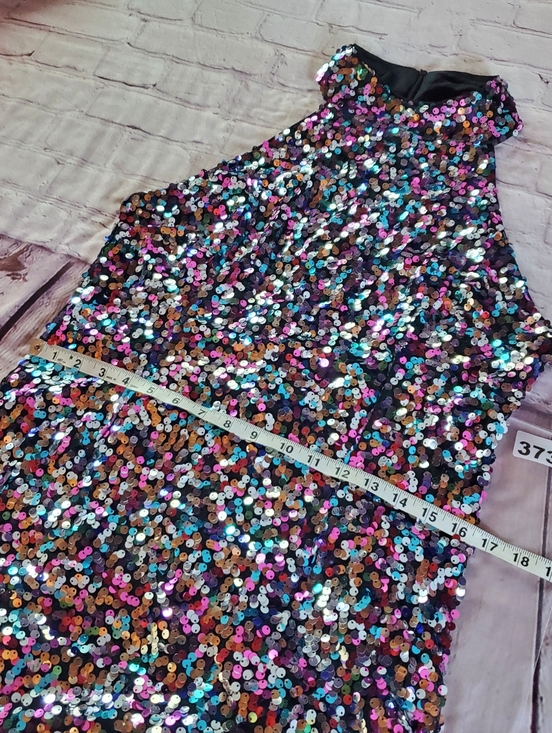 Dilon Multicolor Sequin Halter Mini Dress Cocktail Formal Prom Red-carpet Sz 14
